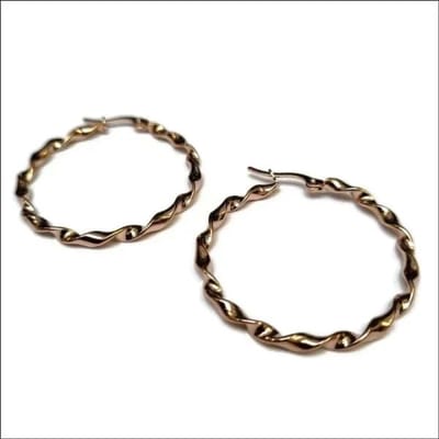 Aramat Jewels | Oorringen | Elegante Stalen Oorringen gedraaid | Twisted-40x2mm | |3mm | Staal | Volwassenen | Verkleurd niet