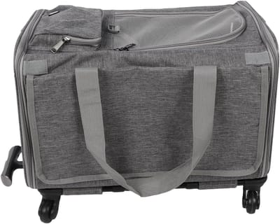 Huisdier Draagtas - Reismand Trolley - Veilig Reizen - Ventilatie en Zichtbaarheid - 58x33x10 cm - Grijs