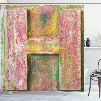 ABAKUHAUS – Douchesgordijn in de vorm van de letter H, 175x200 cm, Stof, Rood-Wit-Groen