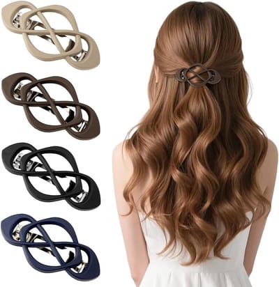 Set van 4 Franse Haarspelden voor Vrouwen, Antislip Haarclips, Vintage Haaraccessoires met Comfortabele Grip en Automatische Haarpinnen