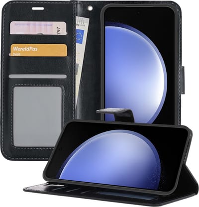 Hoesje - Geschikt voor Samsung Galaxy S23 FE - Luxe Bookcase - Walletcase Hoes - Portemonnee - Cover - Telefoonhoes - Zwart