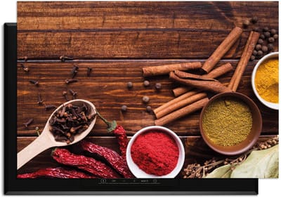 KitchenArt - Warm Spice Harmony – Inductie Beschermer - 81x52 cm - Kookplaat Beschermer - Luxe Afdekplaat Inductieplaat - Anti-slip & Oprolbaar - Beschermmat Inductiekookplaat