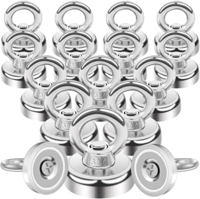 PromoHome Sterke Magneethaken Set - 16 Stuks Zilverkleurige Haken met Hoge Trekkracht