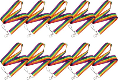 Kleurige regenboog lanyards voor ID-badges, sleutels en telefoons - 10 stuks polyester met metalen haak, perfect voor evenementen en Pride activiteiten
