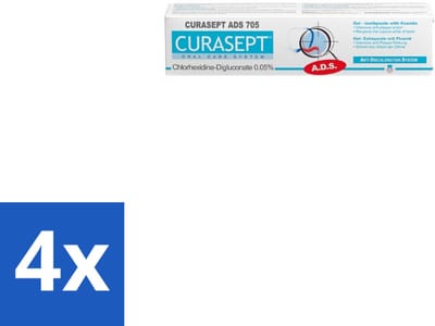 4 x Curasept Gel-Tandpasta 0,05% CHX 75 ml - Tandpasta - Antibacteriële Tandpasta - Chloorhexidine - Tandvleesbescherming - Plaquevoorkomend