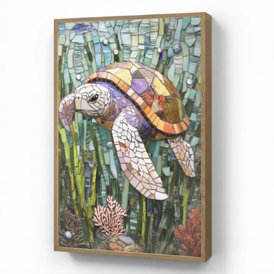 Wandlamp 70x100 cm - Oplaadbaar - Schildpad - Zeewier - Mozaïek - Wandlampen binnen woonkamer - Slaapkamer lamp - Decoratieve nachtlamp - Vloerlamp draadloos