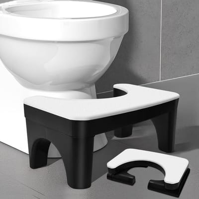 Toiletkruk - Voetenbankje - Ontspannen toiletbezoek - Ruimtebesparend ontwerp - 39 x 22 cm - Wit