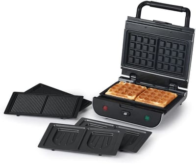 RVV® Wafelijzer met verwisselbare platen - Wafelijzer - Zwart - 29cm x 26cm x 12cm
