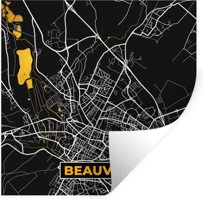 Muurstickers - Sticker Folie - Frankrijk – Plattegrond – Kaart – Beauvais – Stadskaart - 100x100 cm - Plakfolie - Muurstickers Kinderkamer - Zelfklevend Behang XXL - Zelfklevend behangpapier - Stickerfolie