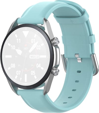 Leren bandje - geschikt voor Garmin Venu (2 Plus) / Venu SQ (2) / Vivomove (Style - Sport) / Vivoactive 3 / 5 / 6 / Forerunner 55 / 165 / 245 / 645 / 570 - 42mm - lichtblauw