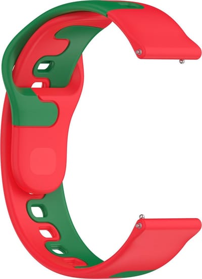 Siliconen bandje - geschikt voor Huawei Watch GT Runner 2 / GT 2(e) 46 mm / GT 3 / 4 / 5 (Pro) 46 mm / Watch 3 (Pro) / Watch 4 (Pro) / GT 6 (PRO) 46mm - rood-groen