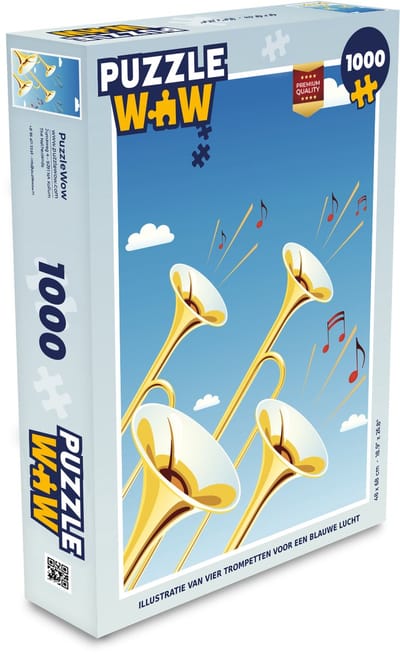 Puzzel Illustratie van vier trompetten voor een blauwe lucht - Legpuzzel - Puzzel 1000 stukjes volwassenen