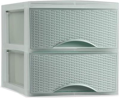 PlasticForte Thuis kantoor organizer ladeblok - 25 x 37 x 26 cm - Kunststof - Groen - 2 lades