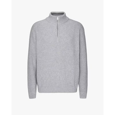 Merino trui 1/4 ritssluiting Colorful Standard Heather Grey