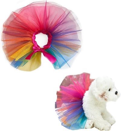 Schattige Tutu Rok voor Honden en Katten met Regenboog Tulle en Kant voor Feestjes en Cosplay (S)