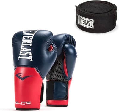 Bokshandschoenen en Wraps - Trainingsset Boksen - Intensieve Training - Verstelbare Pasvorm - 16 oz 120 inch - Marine Rood Zwart