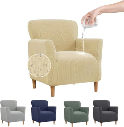Verstelbare Stoelhoes met Armleuningen, Elastische Jacquard Bescherming voor 1-Zits Sofa, Wasbare en Verwijderbare Hoes tegen Vlekken, Haren en Slijtage voor Woonkamer en Kantoor