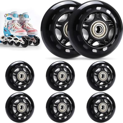 Inline Skate Wielen - Skeelerwielen Rolschaatswielen - Indoor Skaten - Slijtvast PU Materiaal - 64 mm 82A - Zwart