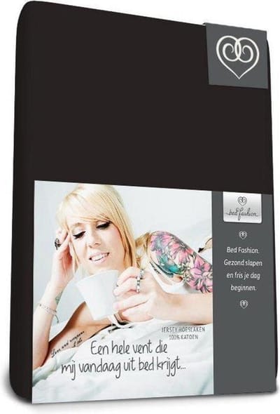 Bed-Fashion jersey topdek hoeslaken Zwart - 200 x 200 cm - Zwart