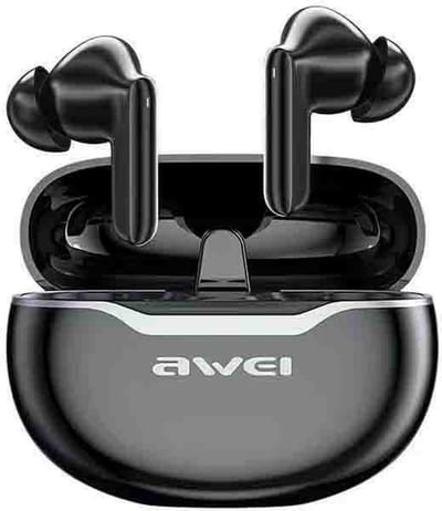 AWEI Bluetooth 5.3 T50 ENC hoofdtelefoon + dockingstation zwart/zwart