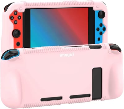 SnelShoppen - Silicone Beschermhoes voor Nintendo Switch Grip Cover met 2 Spelkaartsleuven, Schokabsorberend, Krastbestendig, Cassette Uitsparing, Lic