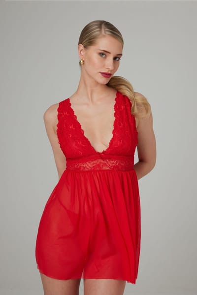 Christine le Duc - Babydoll & String - Lingerie Erotisch - Lieve - Rood