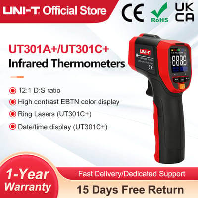 UNI-T UT301A + UT301C + Infrarood Thermometer Digitale Maatregel Temperatuur Non-contact Cirkel Laser Thermometer Pistool