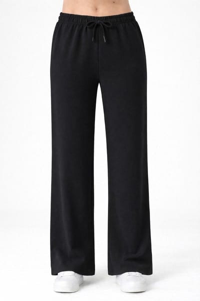Smith & Solo joggingbroek dames - sportbroek katoen - trainingsbroek volwassenen huisbroek - zwart - M