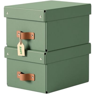 Leitz Puro Kleine Opbergdoos met Deksel - Set van 2 - 7L - 100% Gerecycled Karton - Groen