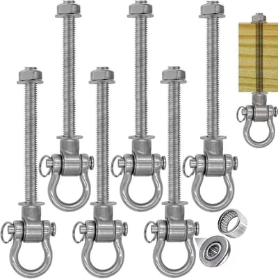 Schommelbevestigingsbalken - Zilver - 6-delig - Roestvrijstalen Haken met Lagers - Voor Buiten en Binnen Gebruik