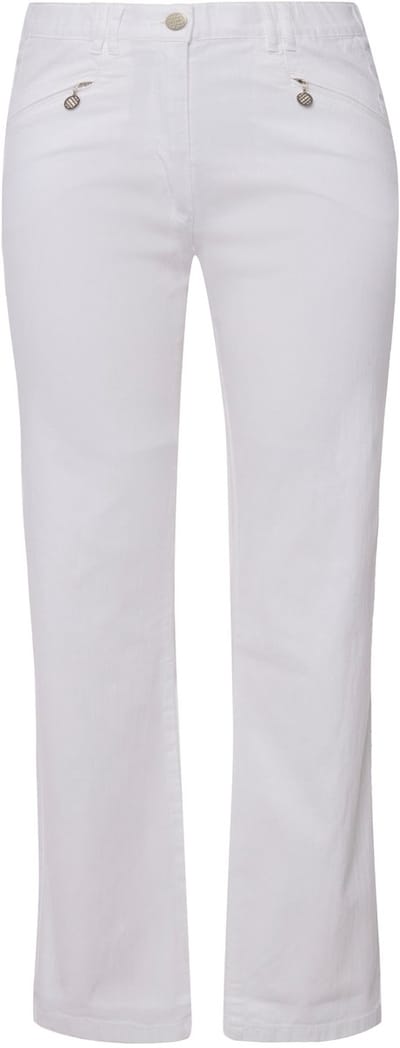 Ulla Popken - Dames - Zomerbroek Mony comfortabel licht ritszakken stretch - Sneeuwwit - Maat 21