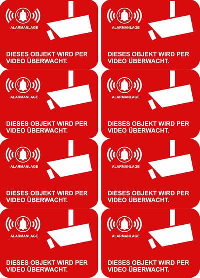 Waarschuwingsstickers - Alarm Stickers - Beveiliging Huis - Zelfklevend Weerbestendig - 7x5 cm - Rood