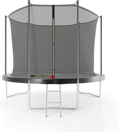 Trampoline met Net - Springkussen Tuin - Buiten Spelen - Inclusief Veiligheidsnet - 305 cm Diameter - Wit en Grijs