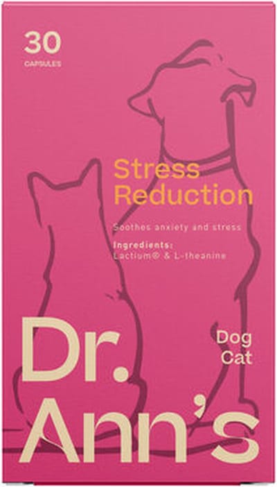 Dr. Ann's Stress Reduction - Katten en Honden Supplementen - 3 x 30 Capsules - Ondersteuning bij Stressvolle Omstandigheden - Ondertsteunt bij Onrust - Helpt te Kalmeren - Eenvoudige Toediening - Ontwikkeld door Dierenartsen