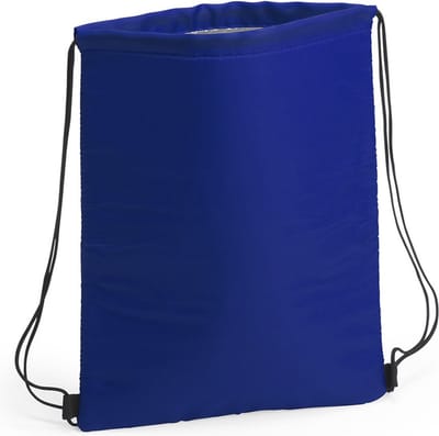 Koeltasje rugzak met draagkoord - blauw - 32 x 42 cm - drankjes/lunch rugtas - polyester/aluminium