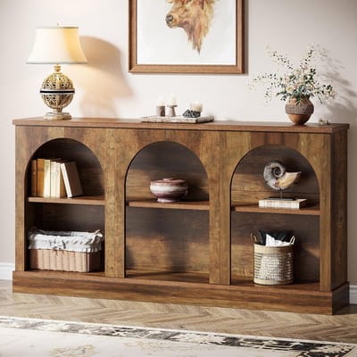 Tribesigns Consoletafel - Bijzettafel - Hout - Bruin - Industrieel - 160 x 30 x 80 cm - Console Tafel voor Hal, Woonkamer, Entree