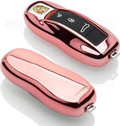 Autosleutel Hoesje geschikt voor Porsche - SleutelCover - TPU Autosleutel Cover - Sleutelhoesje Rose Goud Hoogglans