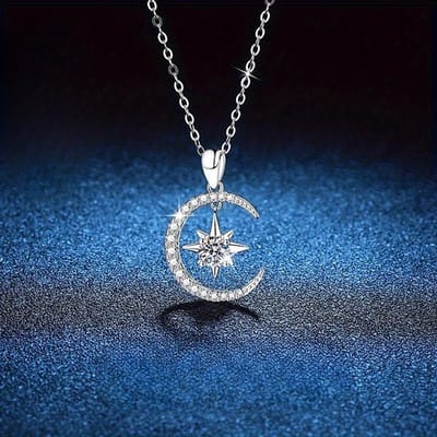 Elegante Halve Maan Ster Hanger Ketting, Geschikt voor Dagelijks Gebruik Op Feesten en Bruiloften, Bruidsmeisjes Moederdag Verjaardag blue