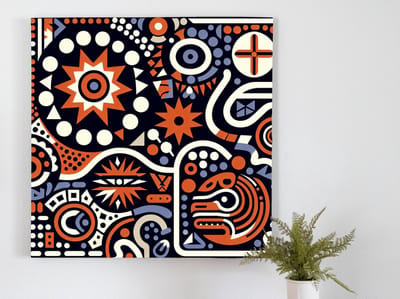 Pop art aboriginal schilderij | Multicultureel meesterwerk: een eigentijdse ode aan inheemse cultuur | Kunst - 80x80 centimeter op Forex | Foto op Forex