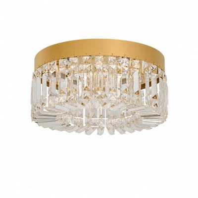 SmartLiving.Store - Kristallen Plafondlamp - Plafonniere voor Woonkamer, Hal of Slaapkamer - Kristal met Goud - 20 cm hoog - 40 cm breed