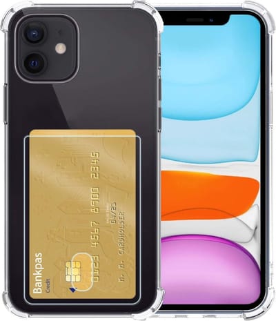 Hoesje - Geschikt voor Apple iPhone 11 - Met Pashouder en Kaarthouder - Telefoon Hoes Shockproof - Siliconen Case - Shock Proof - Back Cover - Pasjes Houder - Telefoonhoes - Transparant
