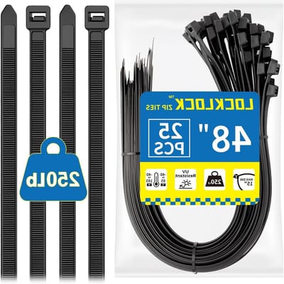 Grote Ritsbanden - Kabelbinders Heavy Duty - Buiten Bevestigen - Extra Sterk 250LB - 48 Inch 25 Stuks - Zwart