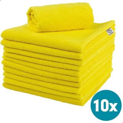 AG Schoonmaakdoeken - Microvezeldoeken 10 stuks - Microvezeldoekjes - Microvezeldoek - Schoonmaak - 40cm x 40cm - microfiber doekjes- Hoogwaardige kwaliteit - Streeploos - Diepreinigend - Zacht - Vochtig en droog te gebruiken -Huis - Auto - Geel