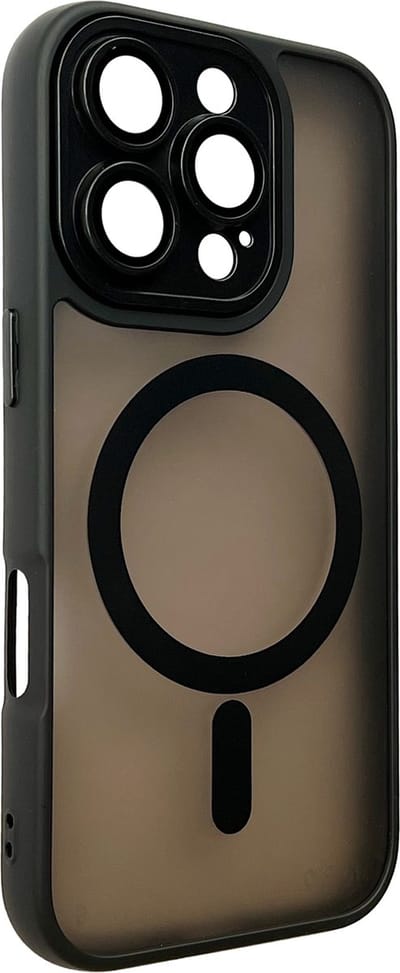 Casemania Hoesje Geschikt voor Apple iPhone 16 Pro - Zwart - Matte Armor Back Cover met Camera Bescherming - Geschikt voor MagSafe