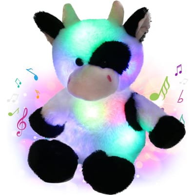 Glow in the Dark Boer Koe Pluche Speelgoed Zacht Knuffeldier Schattige Melkvee Pop Cadeau Voor Kinderen Verjaardagsfeest Boerderij Thema Metgezel United States gray