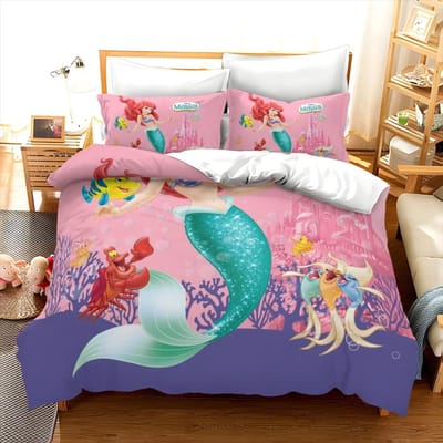 Mooie Zeemeermin Bed Dekbedovertrek Geschikt Voor Kinderen Jongens Meisjes Zeemeermin Prinses Bed Dekbedhoes Warm Comfortabel Ademend AU Single(140*210cm)3pcs