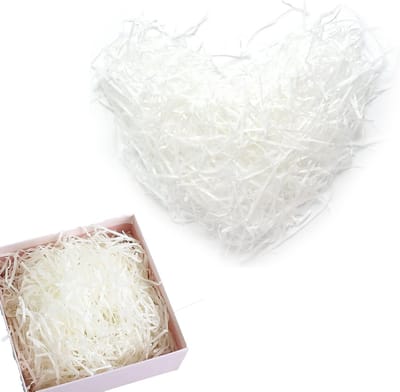 Raffia Gift Filler Papier 200g - Gescheurd Papier voor Cadeauboxen, Cadeaumanden en Verpakking, Wit Shredded Tissue Paper voor Creatieve Decoratie