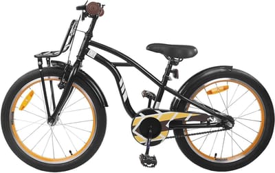 Kinderfiets 22 inch - Trapfiets Kleuterfiets - Veilig Leren Fietsen - Robuust Stalen Frame - 22 inch - Zwart