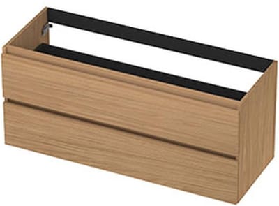 INK - Onderkast 2 Laden Greeploos met Houten Keerlijst - 1200x450x520 Mm - Blank Eiken