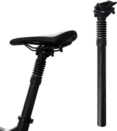 Geveerde Zadelpen - Fietsvering Zadel - Comfortabel Fietsen - Effectieve Demping - 27.2 x 350 mm - Zwart